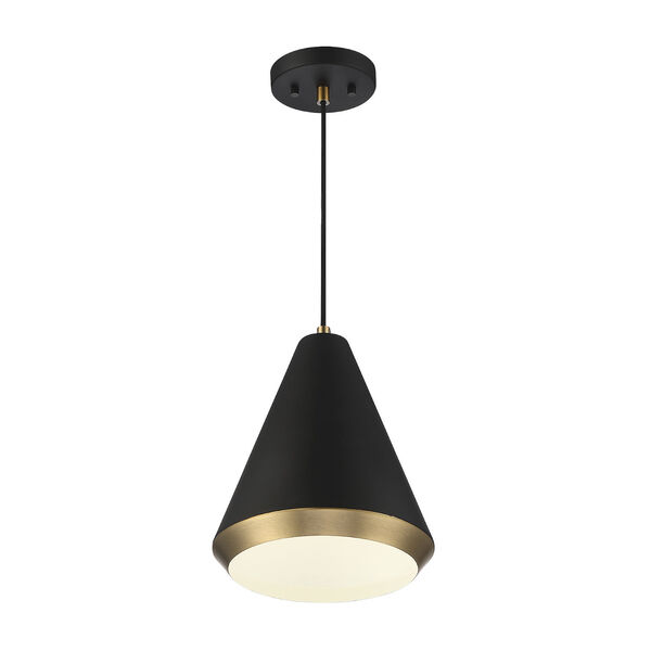 Chelsea Matte Black and Natural Brass 10-Inch One-Light Pendant, image 4