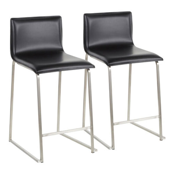 Mara Stainless Steel and Black Counter Stool, Set of 2, image 2