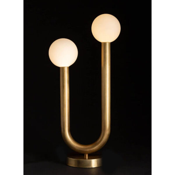 Happy Natural Brass Two-Light LED Table Lamp, image 2