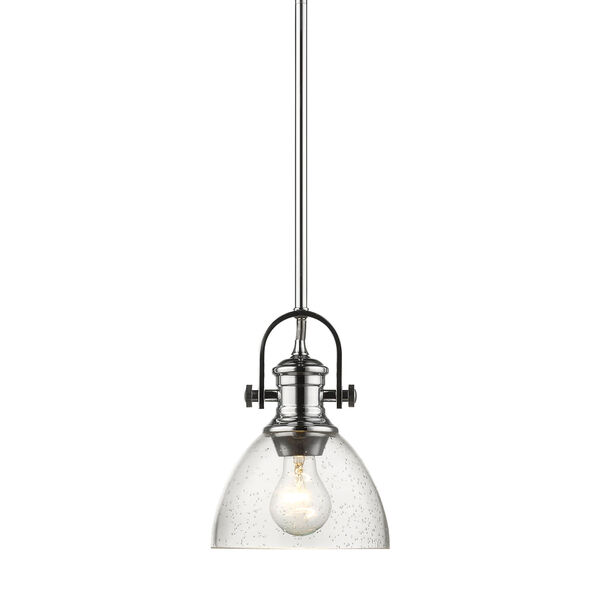 Afton Chrome Seven-Inch One-Light Mini Pendant with Seeded Glass, image 1