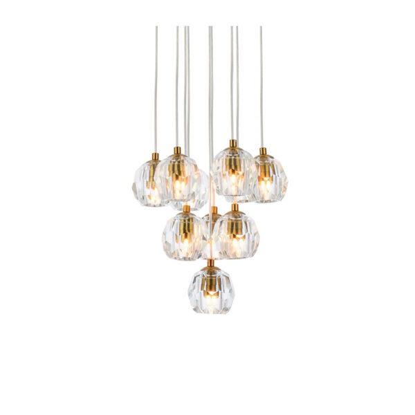 Eren Gold 10-Light Pendant with Royal Cut Clear Crystal, image 3