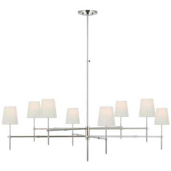Bryant Polished Nickel Eight-Light Grande Two Tier Chandelier with Linen Shades by Thomas O'Brien, image 1