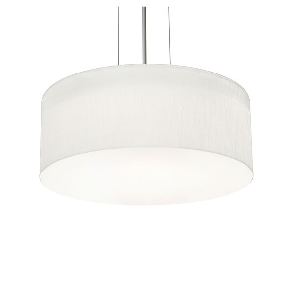 Anton Satin Nickel 12-Inch Two-Light Pendant with Linen White Shade, image 1