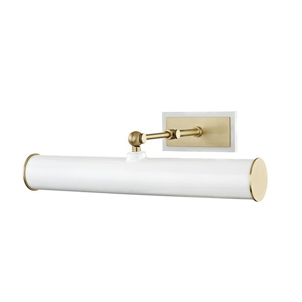 Holly Aged Brass White 2-Light 16-Inch Plug-In Wall Sconce, image 1