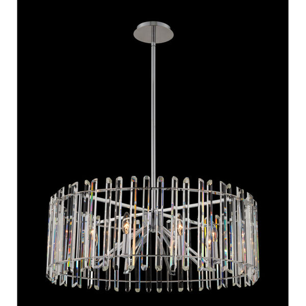 Viano Polished Chrome Eight-Light Pendant with Firenze Crystal, image 2