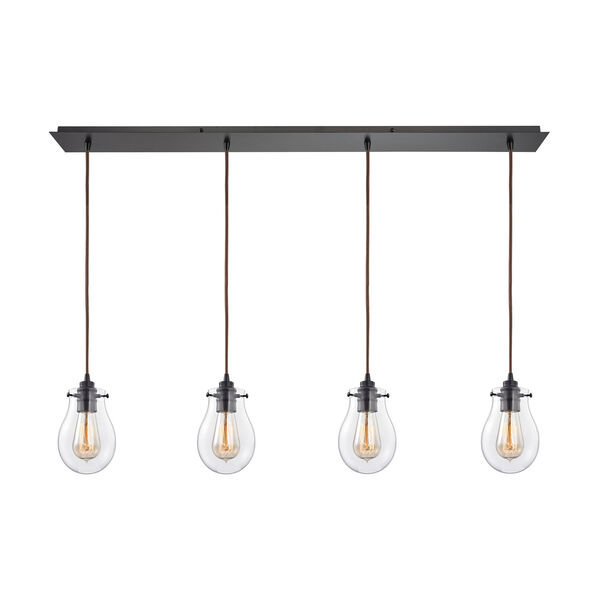 Jaelyn Oil Rubbed Bronze 46-Inch Four-Light Pendant with Clear Glass Shades, image 1