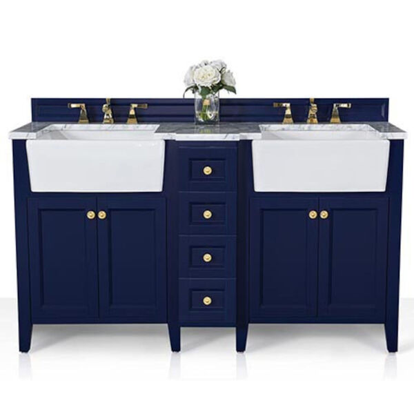 Adeline Heritage Blue 60-Inch Vanity Console with Farmhouse Sinks, image 5