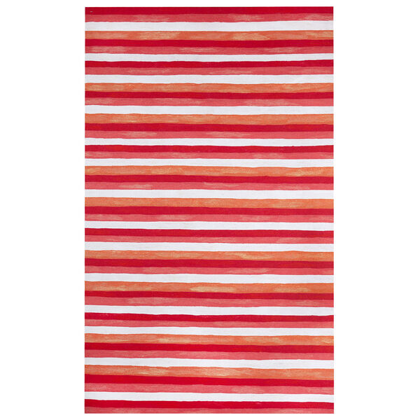 Visions II Red Painted Stripes Indoor/Outdoor Rug, image 1