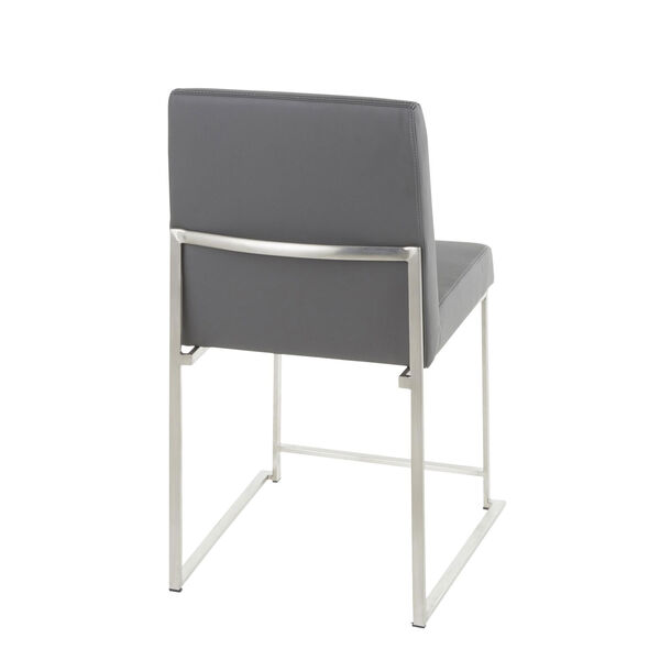 Fuji Brushed Stainless Steel and Grey High Back Dining Chair, Set of 2, image 4