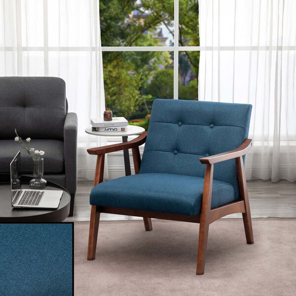 Take a Seat Natalie Dark Blue Fabric and Espresso Accent Chair, image 2