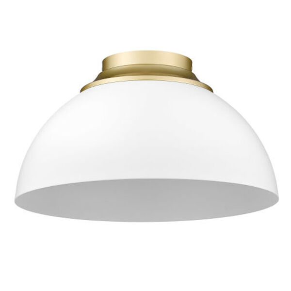 Essex Olympic Gold and Matte White Three-Light Flush Mount, image 3