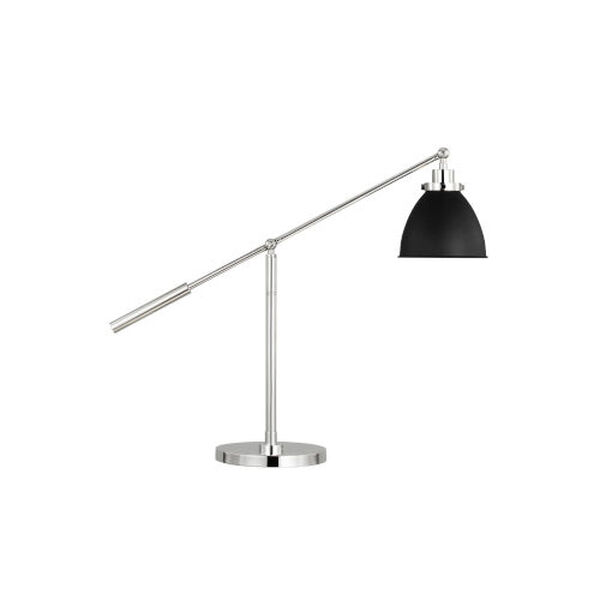 Wellfleet Midnight Black and Polished Nickel One-Light Dome Desk Lamp, image 1