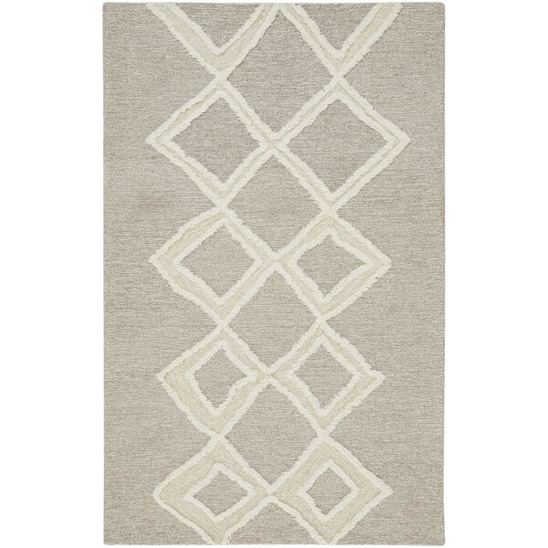 Anica Premium Wool Tufted Taupe Ivory Rectangular: 4 Ft. x 6 Ft. Area Rug, image 1