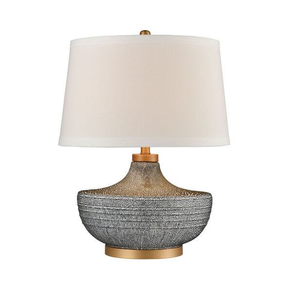 Damascus Blue Bubble Glaze and Matte Brushed Gold One-Light Table Lamp, image 1