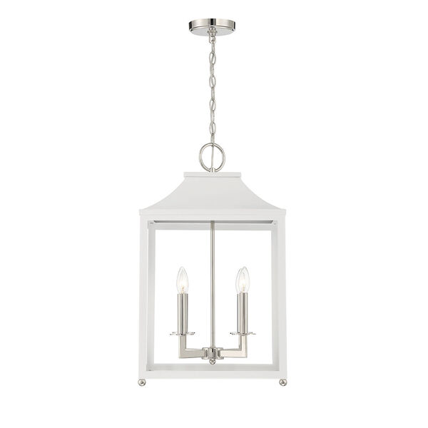 Belmont White with Polished Nickel Four-Light Pendant, image 5