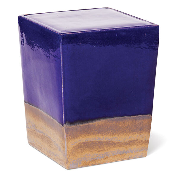 Ceramic Two Glaze Square Cube in Navy Blue Metallic, Set of Two, image 1