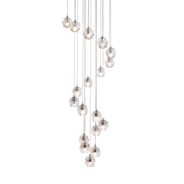 Eren Chrome 20-Inch 18-Light Pendant with Royal Cut Clear Crystal, image 3