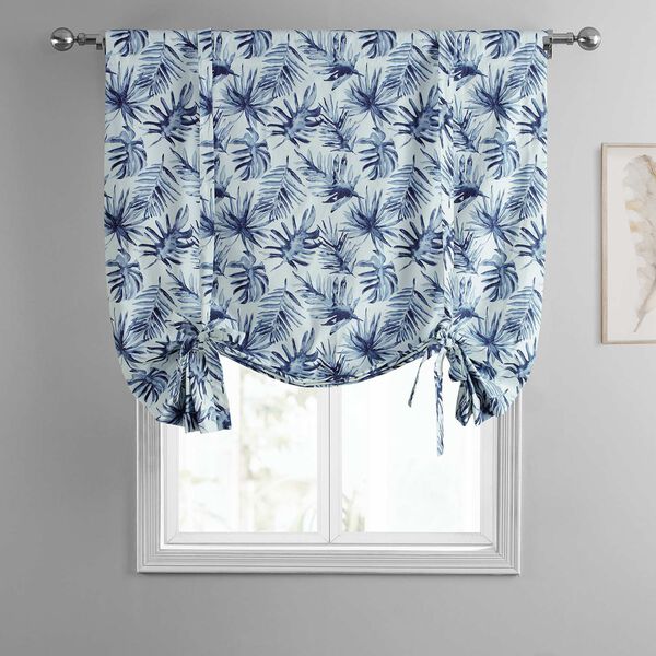 Artemis Blue Printed Cotton Tie-Up Window Shade Single Panel, image 3