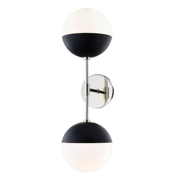 Mckenna Polished Nickel and Black Two-Light 7-Inch Wall Sconce, image 1