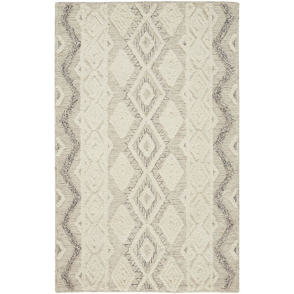 Anica Premium Wool Tufted Ivory Gray Rectangular: 4 Ft. x 6 Ft. Area Rug, image 1