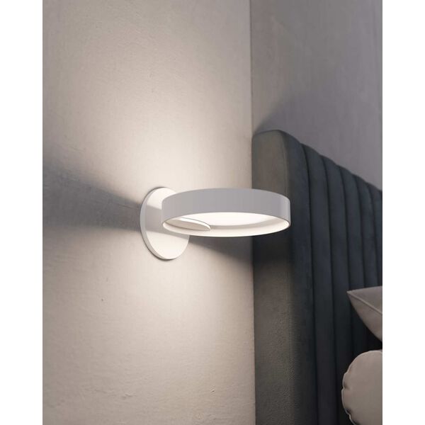 Light Guide Ring Satin White LED Wall Sconce with Satin White Interior Shade, image 7