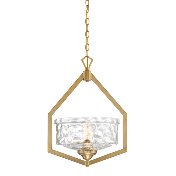 Drake Brushed Gold One-Light Foyer with Clear Hammered Glass, image 1
