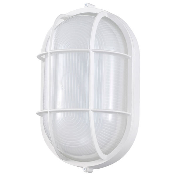 White LED Oval Bulk Head Outdoor Wall Mount with Glass, image 1