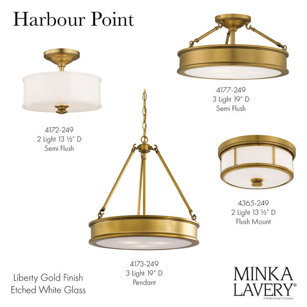 Harbour Point Three-Light Semi-Flush Mount in Liberty Gold, image 3
