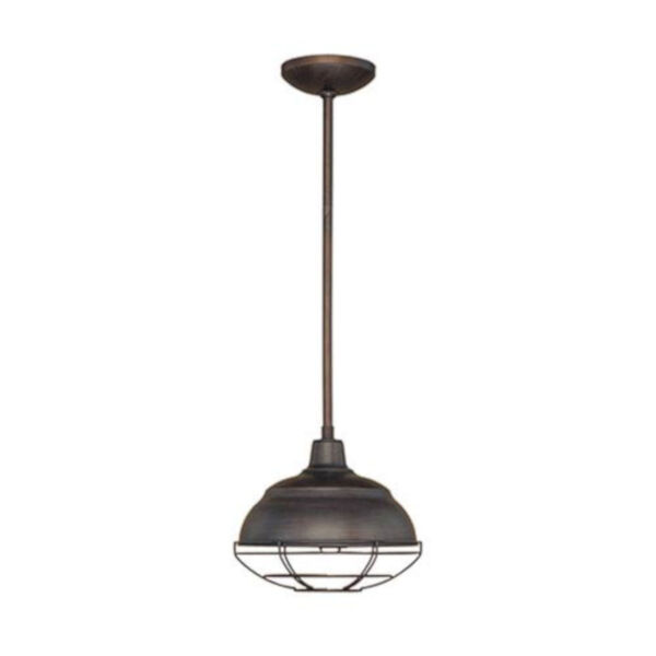 Revolution Rubbed Bronze 10-Inch One-Light Outdoor Pendant, image 1