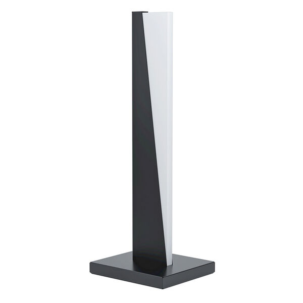 Isidro Structured Black Integrated LED Table Lamp with White Acrylic Shade, image 1
