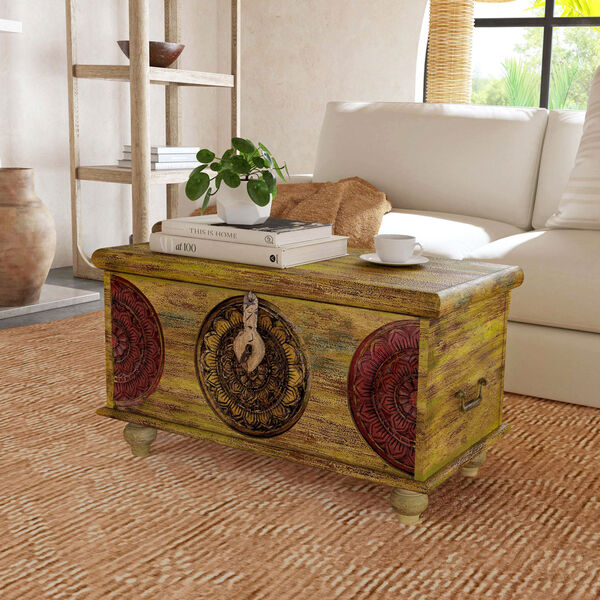 Mesa Carved Wood Trunk Cocktail Table, image 2