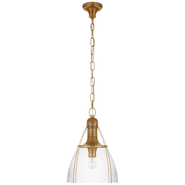 Prestwick 14-Inch Pendant in Antique-Burnished Brass with Clear Glass by Chapman  and  Myers, image 1