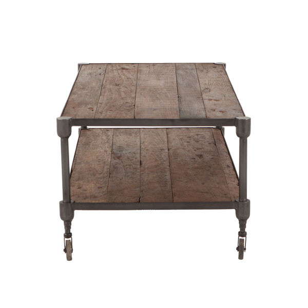 Paxton Weathered Walnut and Gray Zinc Coffee Table with Wheels, image 5