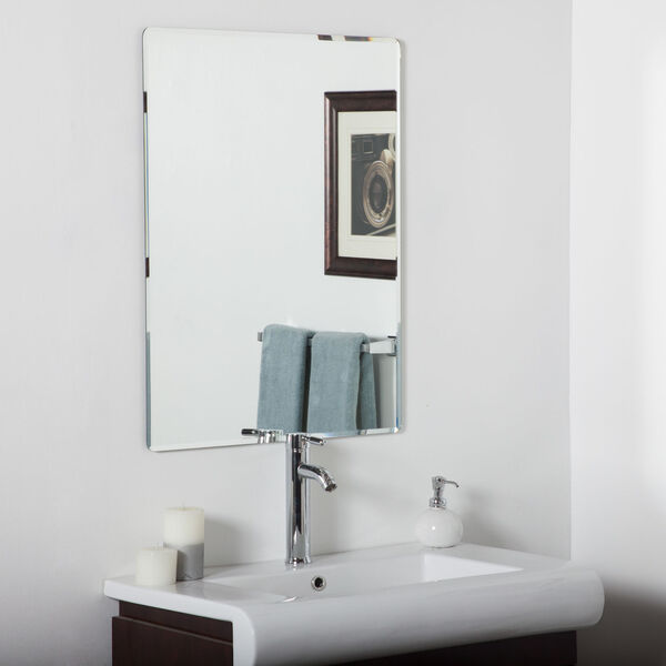 Vera Silver 24 x 40-Inch Rectangular Beveled Frameless Bathroom Mirror, image 1