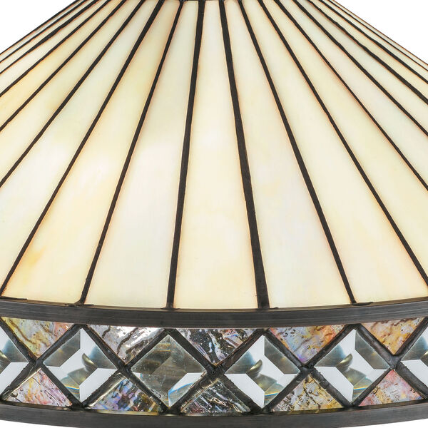 Bowing Vintage Bronze Two-Light Table Lamp with Tiffany Glass, image 3