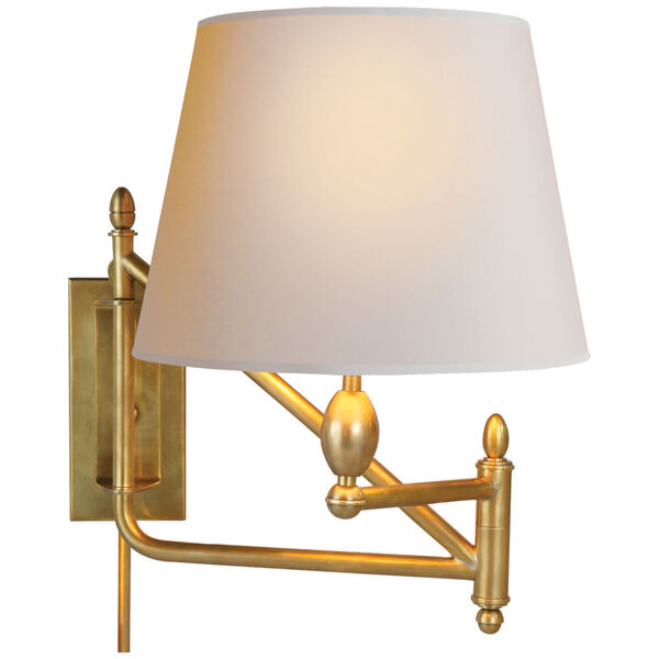 Paulo Small Bracket Light in Hand-Rubbed Antique Brass with Natural Paper Shade by Thomas O'Brien, image 1