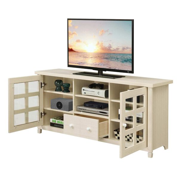 White One Drawer TV Stand with Storage Cabinet and Shelve, image 5
