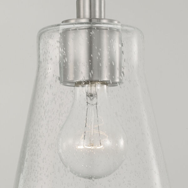 HomePlace Baker Brushed Nickel One-Light Mi Pendant with Clear Seeded Glass, image 2