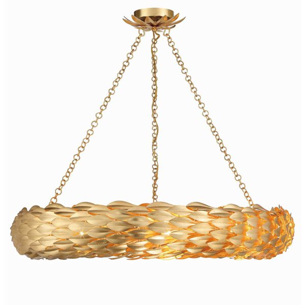 Broche Antique Gold Eight-Light Pendant, image 1