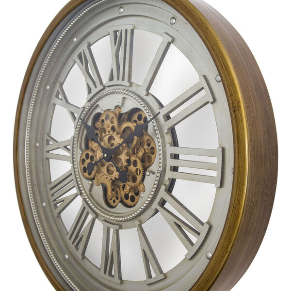 Gold and Silver 32-Inch Gear Clock, image 2