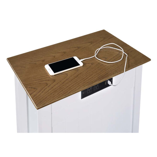 Edison Driftwood and White 24-Inch End Table with Charging Station, image 4