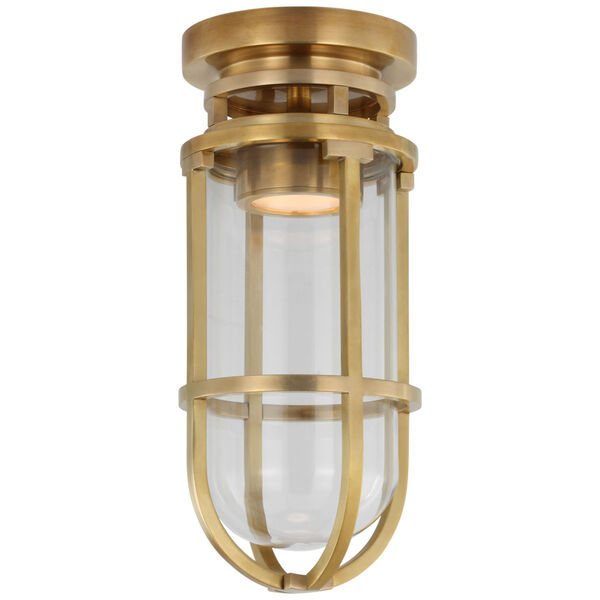 Gracie Tall Flush Mount in Antique-Burnished Brass with Clear Glass by Chapman  and  Myers, image 1