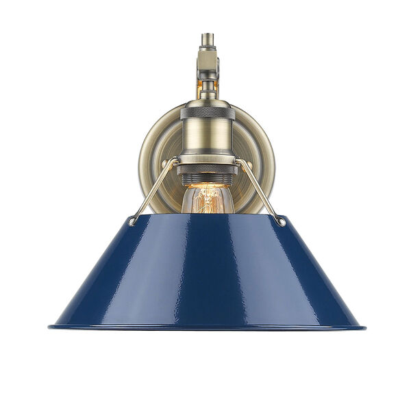Orwell Aged Brass One-Light Wall Sconce with Navy Blue Shade, image 1