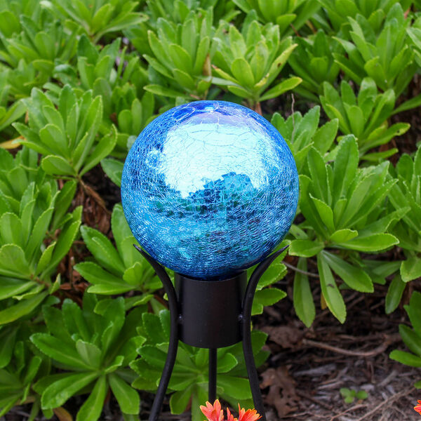 Teal Crackle Glass Gazing Globe with Stand, image 5
