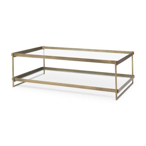 Trey Gold Metal with Glass Coffee Table, image 1