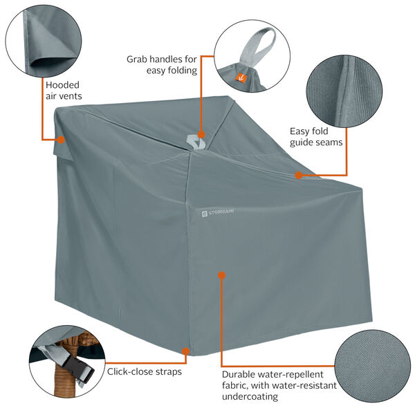Poplar Monument Grey Easy Fold Lounge Chair Cover, image 2