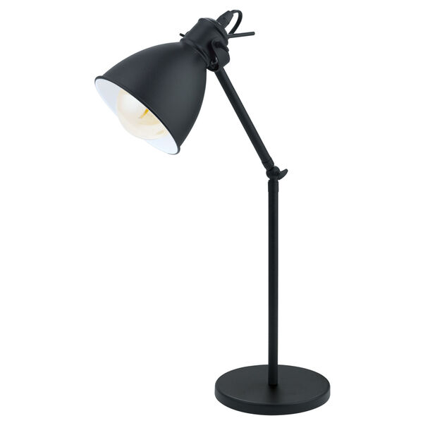 Priddy Black One-Light Desk Lamp with Black Exterior and White Interior Shade, image 1