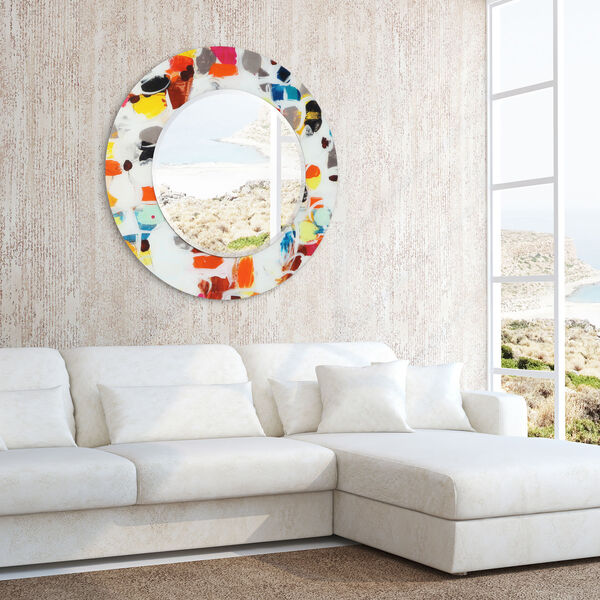 Party Multicolor 48 x 48-Inch Round Beveled Wall Mirror, image 6