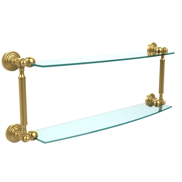 Waverly Place Collection 24 Inch Two Tiered Glass Shelf, Unlacquered Brass, image 1