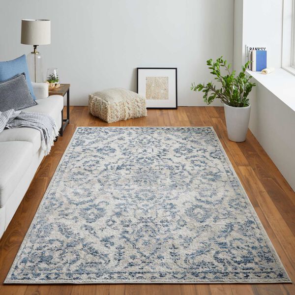 Camellia Blue Gray Ivory Rectangular 4 Ft. 3 In. x 6 Ft. 3 In. Area Rug, image 5